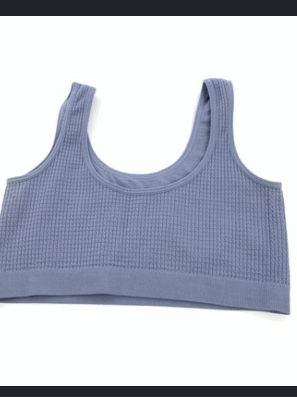 Lucky Brand Textured Crop Layering Bra Top in Dusty Blue